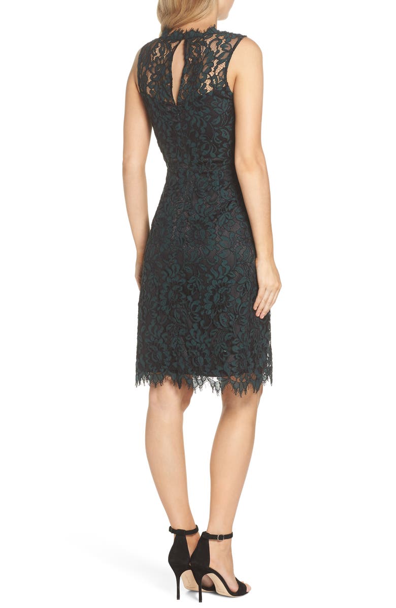 Eliza J High Neck Lace Sheath Dress, Alternate, color, 