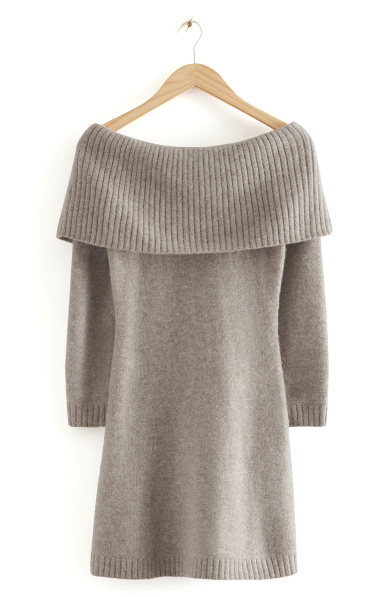 & Other Stories Off the Shoulder Long Sleeve Wool Blend Sweater Minidress, Alternate, color, 