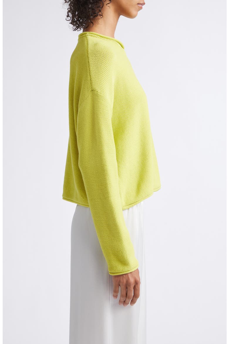 Mae Crewneck Cotton Blend Sweater, Alternate, color, CHARTREUSE