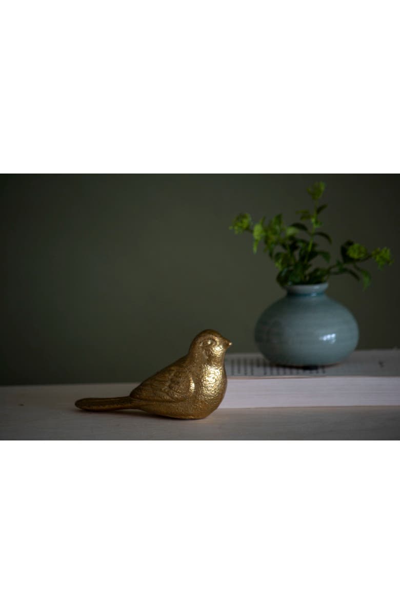 Foreside Home and Garden 3.15" x 5.91 Moira Metallic Gold Cast Iron Bird Decorative Animal Tabletop Figurine, Alternate, color, Gold