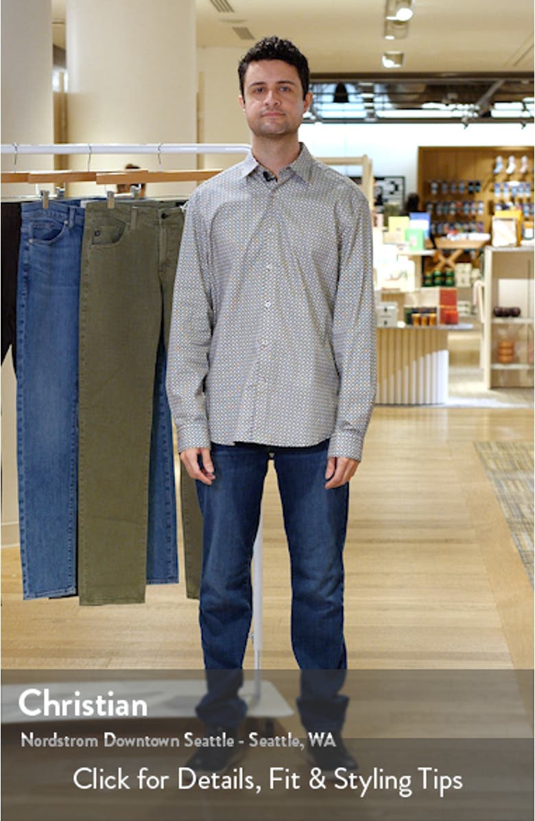 Robo Trim Fit Dot Print Stretch Cotton Button-Up Shirt, sales video thumbnail