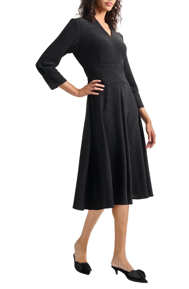 Misook Sparkle Stretch Midi Fit & Flare Dress, Alternate, color,