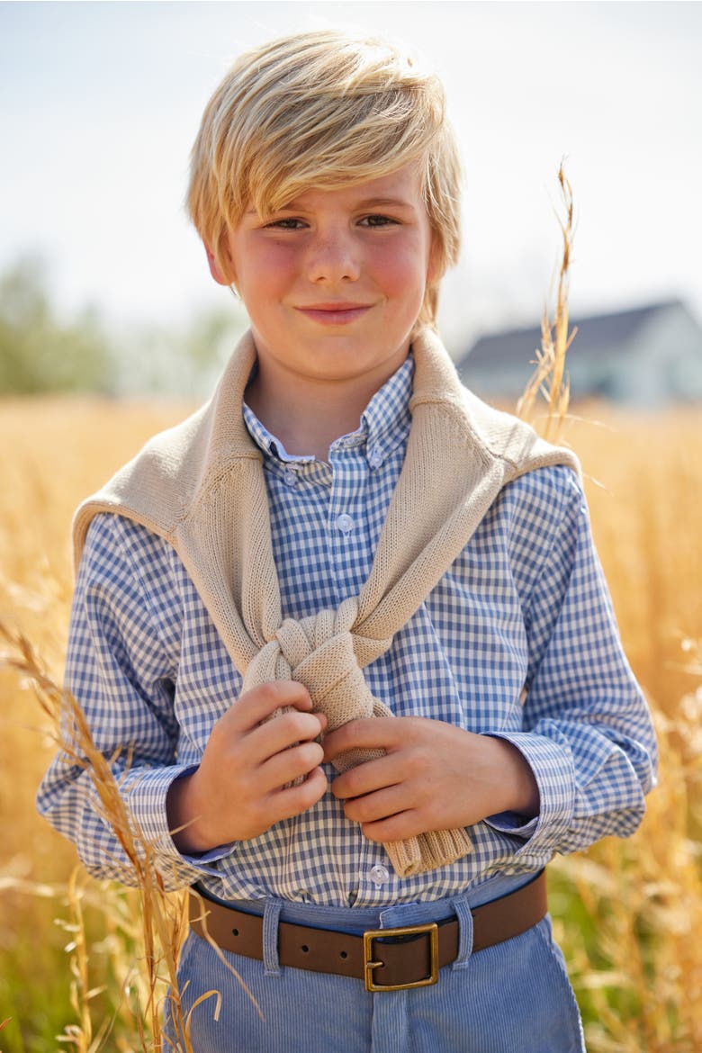 Kids' Button Down Shirt, Alternate, color, Gray Blue Gingham
