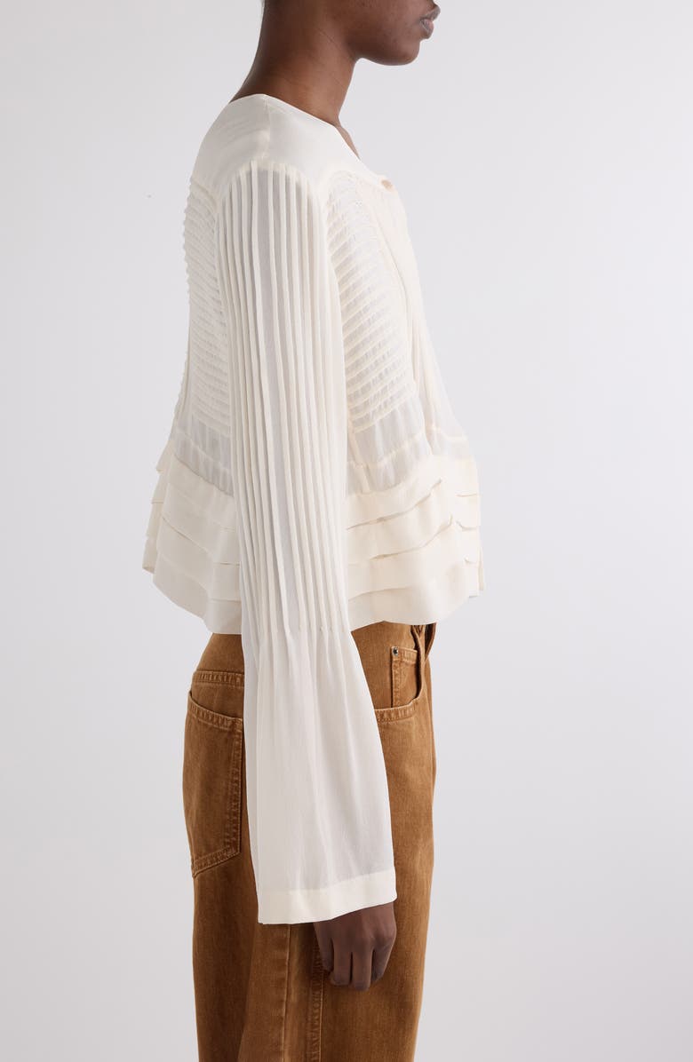 Isabel Marant Carolia Pintuck Silk Snap-Up Shirt, Alternate, color, 