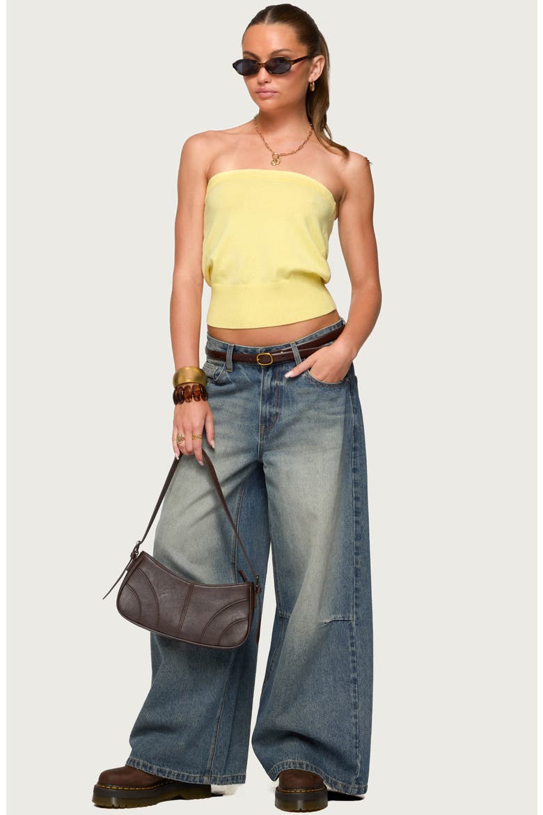 Philipa Strapless Crop Top, Alternate, color, YELLOW