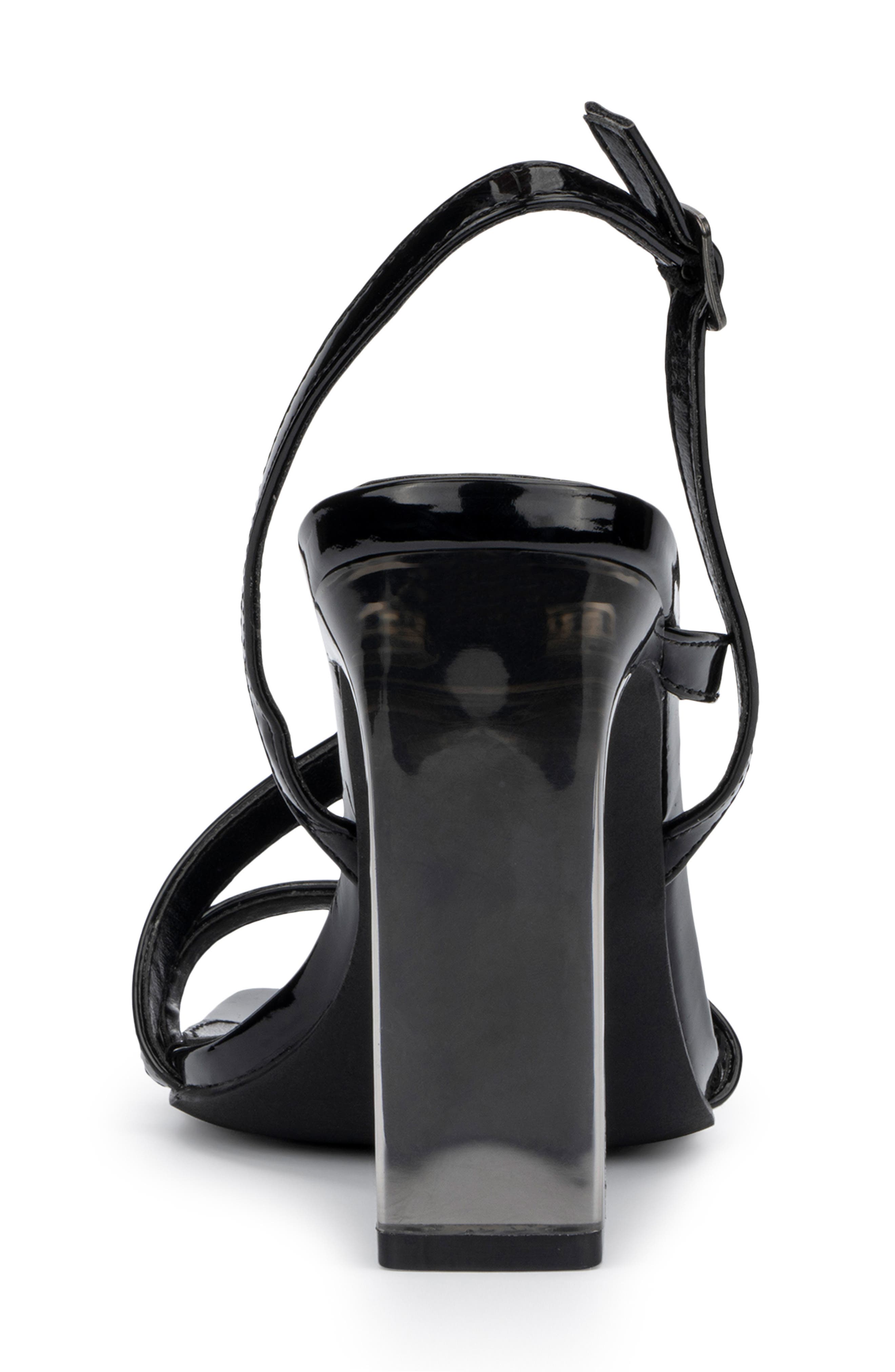 NEW YORK AND COMPANY Lory Faux Leather Lucite Heel Sandal, Alternate, color, Black