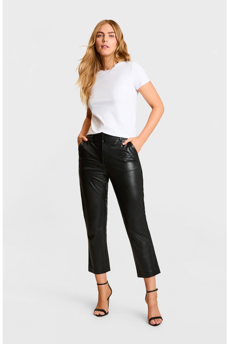 Faux Leather 7/8 Trousers, Alternate, color, BLACK