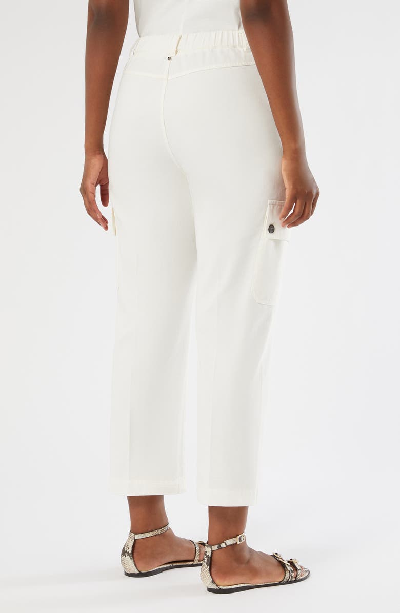Marina Rinaldi Svisiera Cotton Crop Cargo Pants, Alternate, color, Ivory