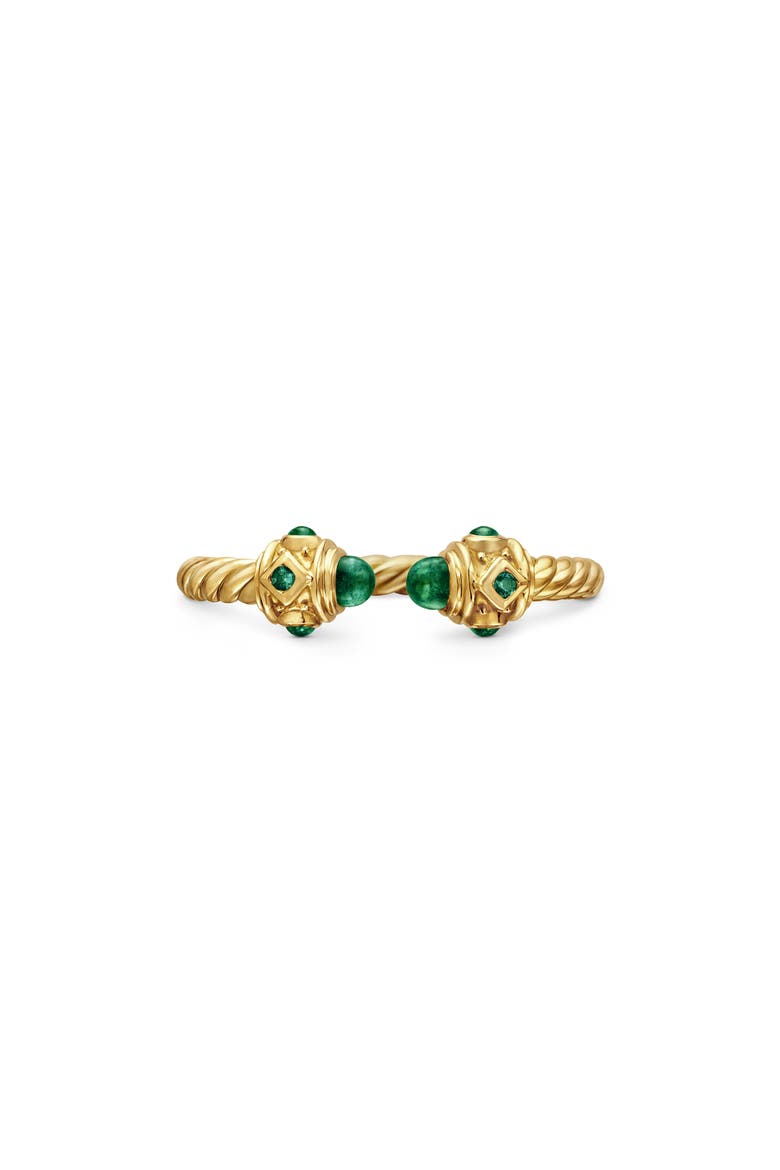Renaissance Full Pavé Ring in 18K Gold, Main, color, EMERALD