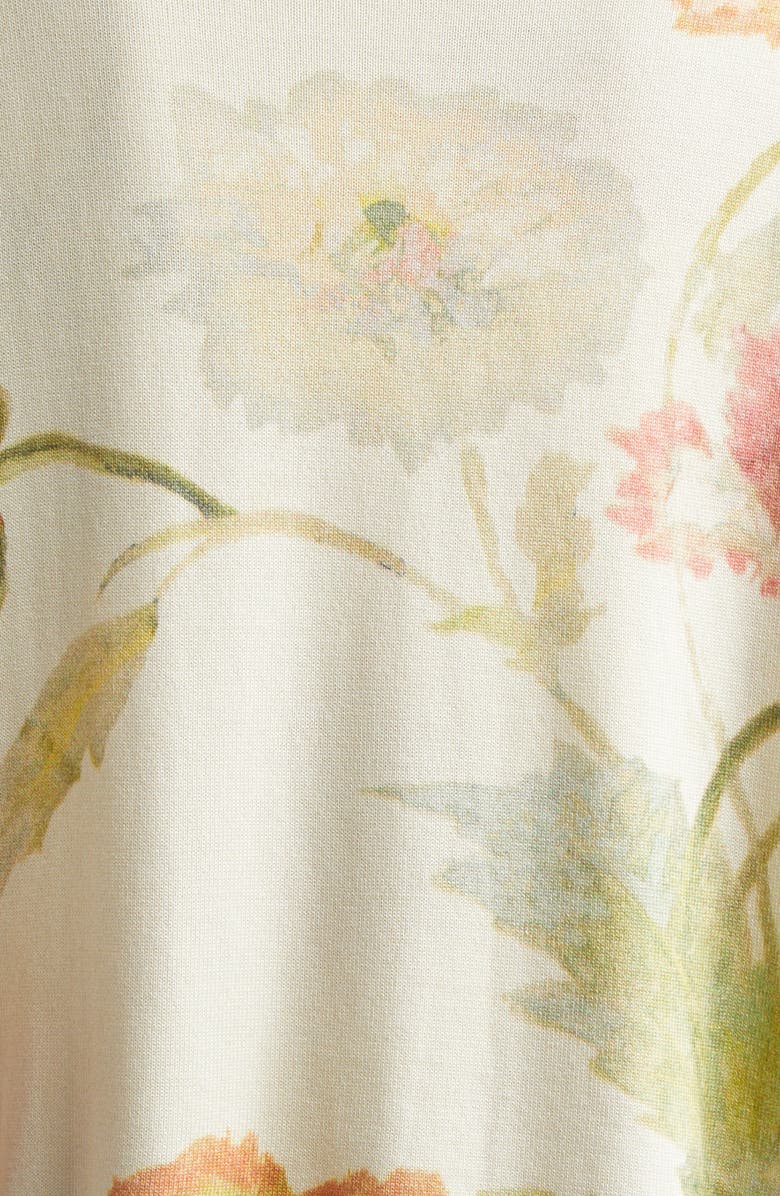 Carolina Herrera Poppy Print Silk & Cotton Cardigan, Alternate, color, Almond Multi
