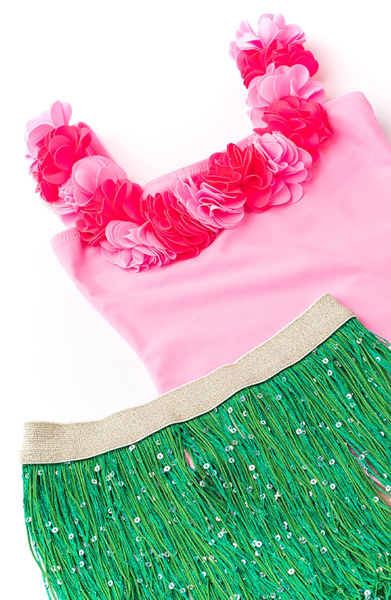 Shade Critters Kids' Rosette One-Piece Swimsuit & Sequin Cover-Up Skirt Set, Alternate, color, Pink