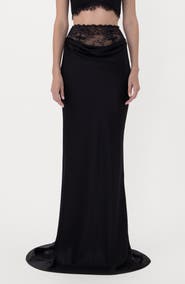 SAU LEE Lila Satin Trumpet Maxi Skirt