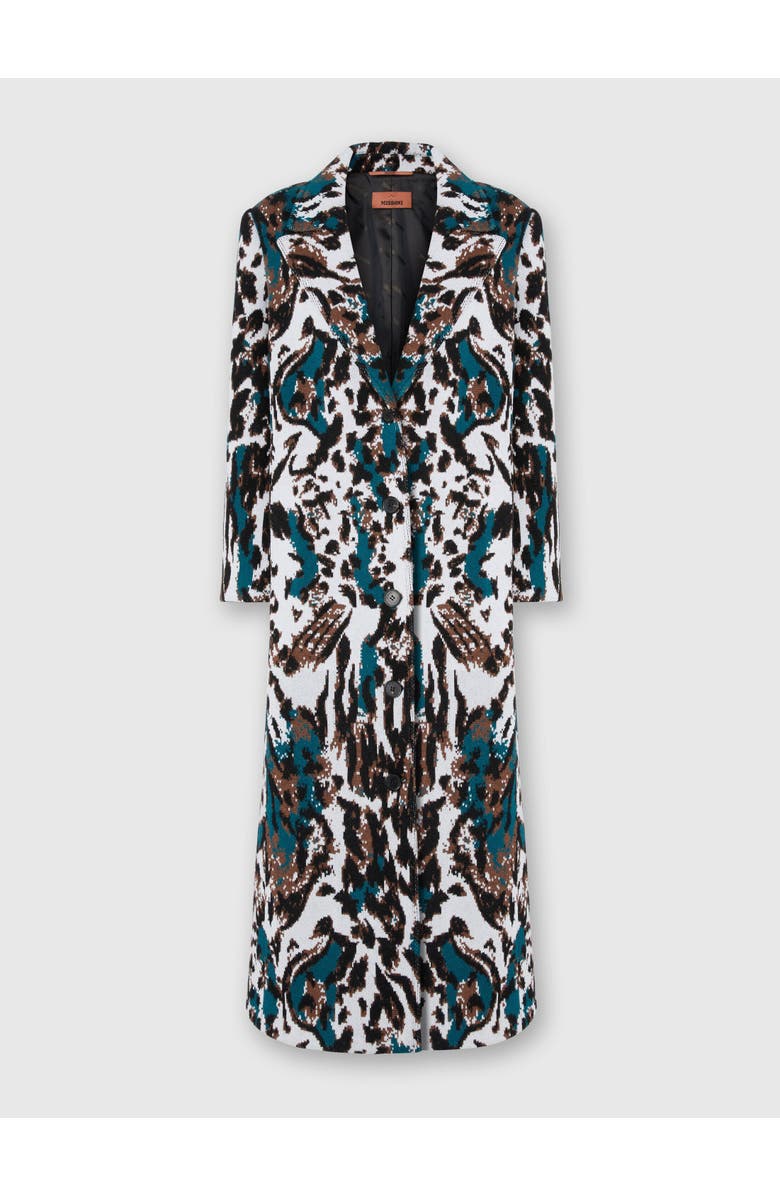 Missoni Long Single-breasted Coat With Animalier Pattern, Main, color, Multicoloured