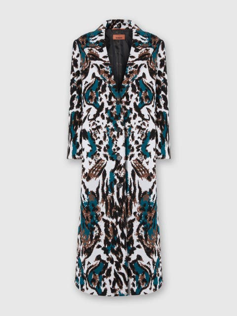 Long Single-breasted Coat With Animalier Pattern