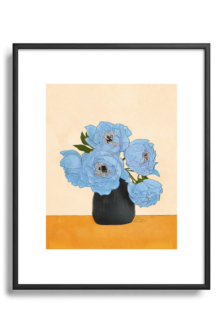 Bouquet Gift Blue Framed Art Print, Main, color, CREAM