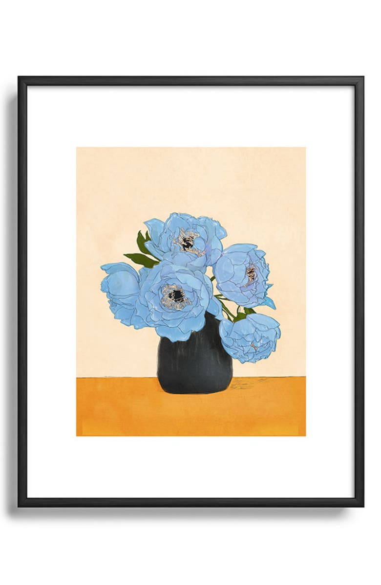 Deny Designs Bouquet Gift Blue Framed Art Print, Main, color, Cream