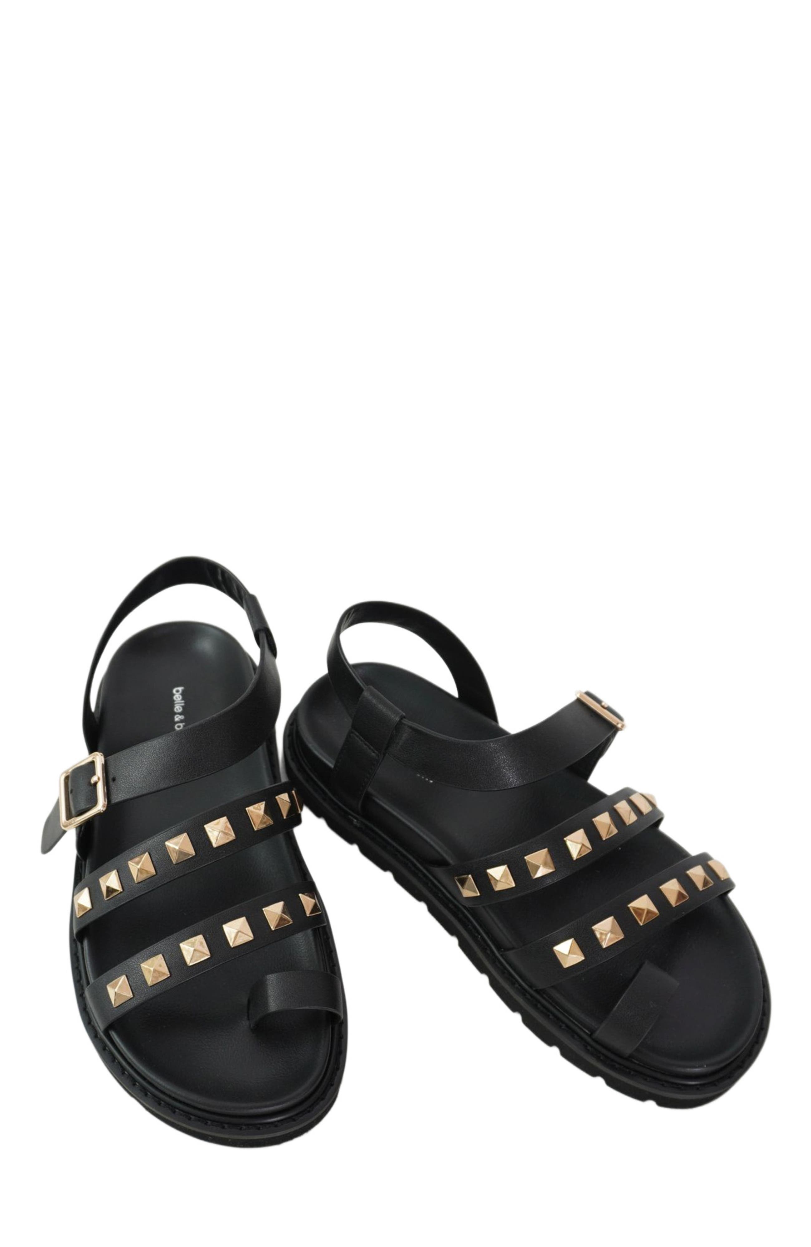Belle & Bloom Morning Mood Chunky Stud Sandal, Alternate, color, Black
