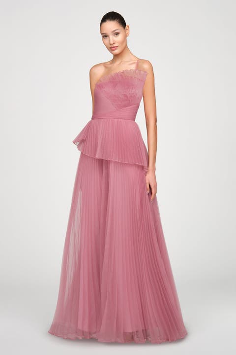 Delphine Pleated Organza Gown