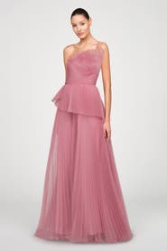 Theia Delphine Pleated Organza Gown