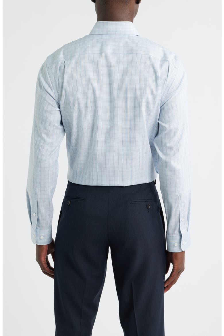 Trim Fit Check Premium Performance Twill Dress Shirt, Alternate, color, BLUE- BROWN CHEVAL PLAID