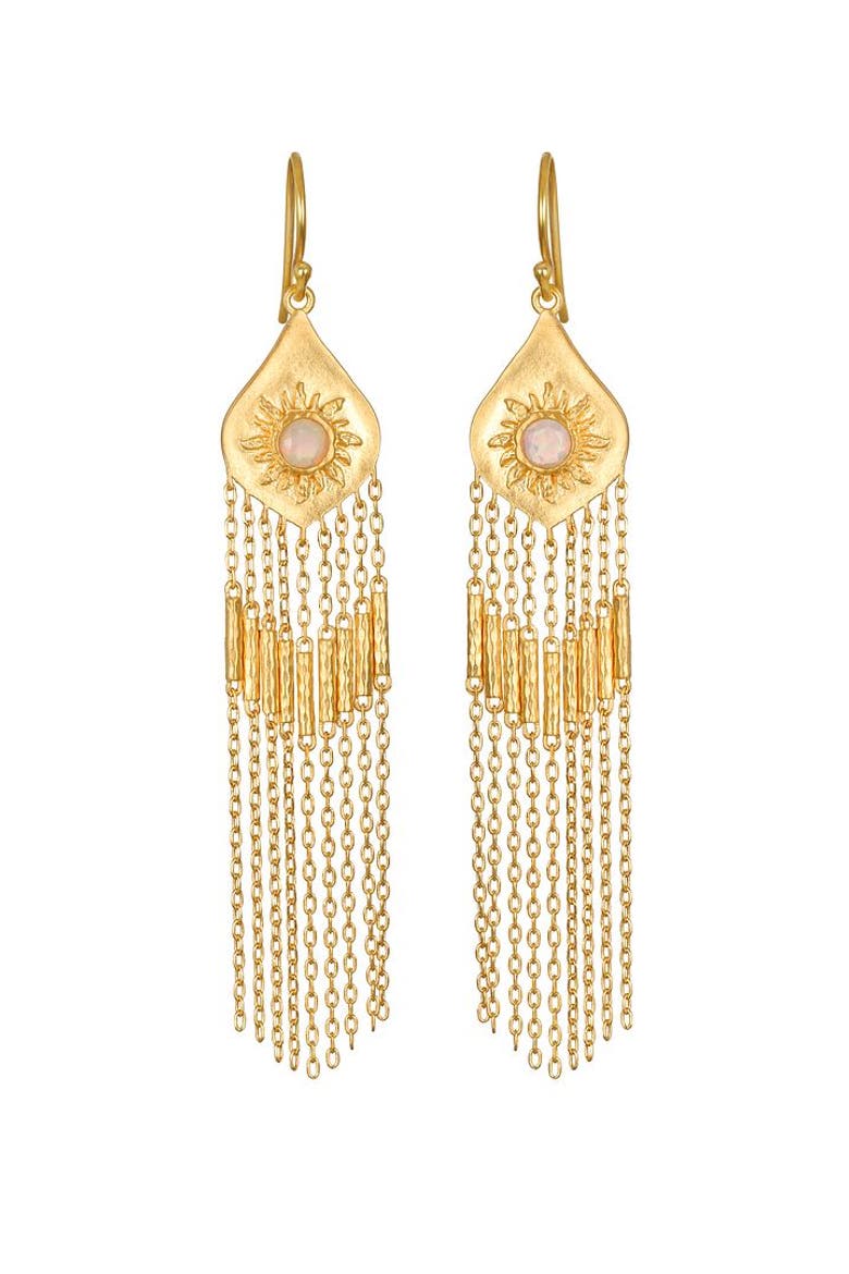 Daybreak Opal Sun Fringe Earrings, Main, color, Gold