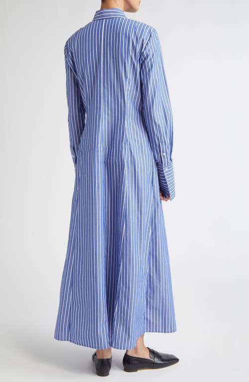 Brandon Maxwell Sammy Striped Collared Midi Shirtdress