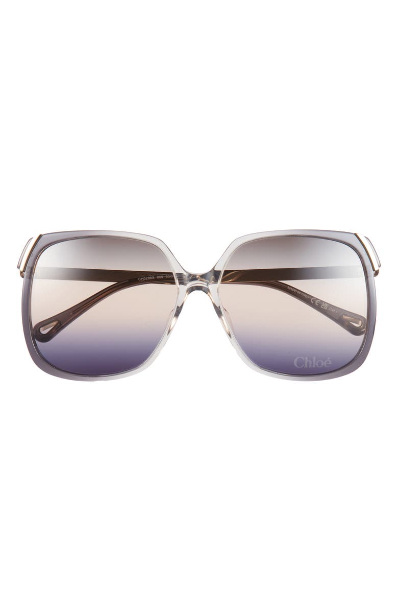 Chloé 60mm Oversize Square Sunglasses, Main, color, Grey