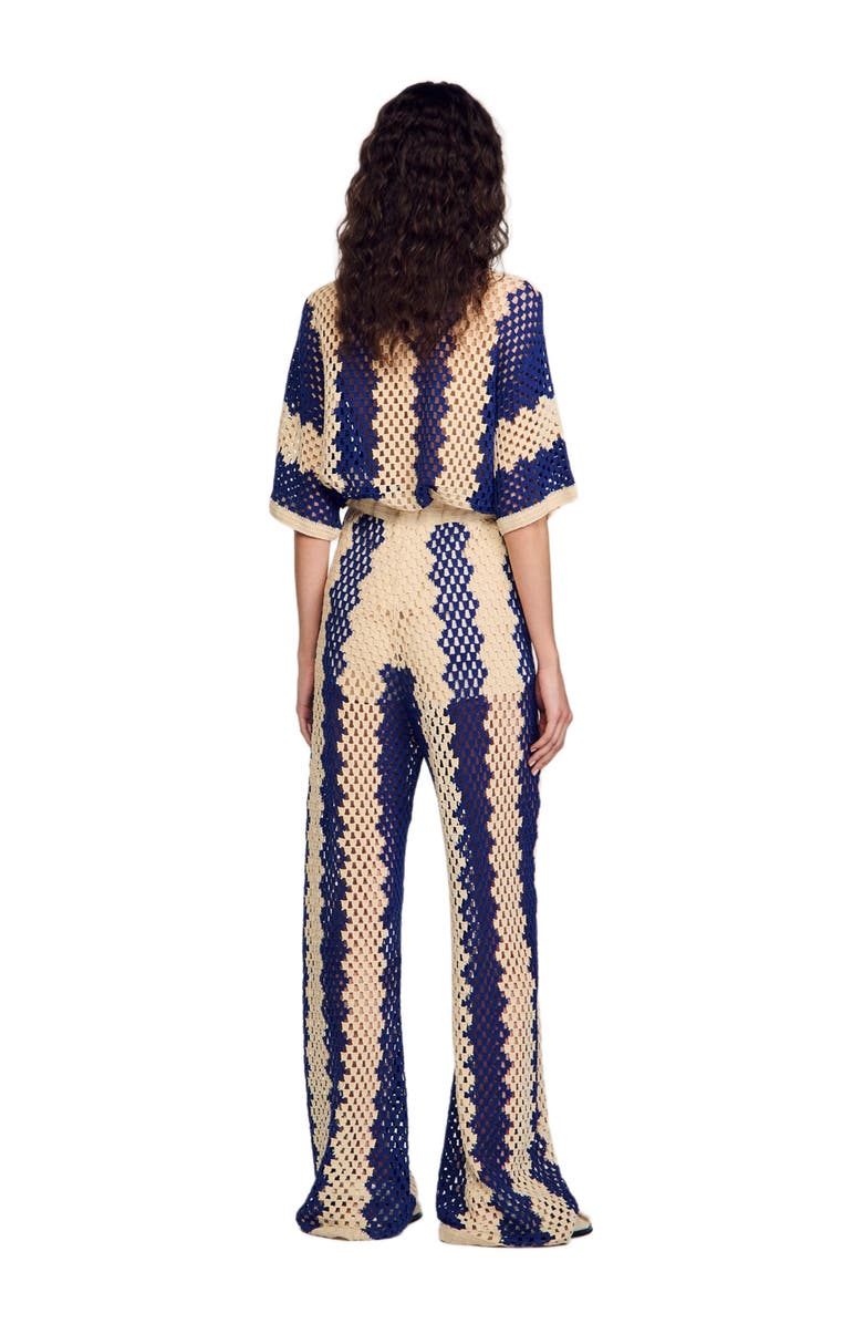 SANDRO Two-tone open weave trousers, Alternate, color, 