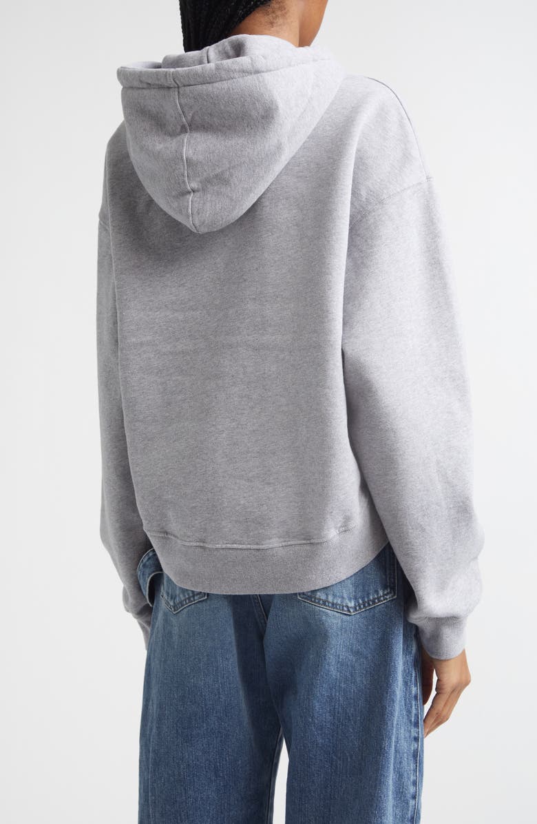 JW Anderson Loafer Stitch Curved Hem Fleece Hoodie, Alternate, color, Mid Grey Melange