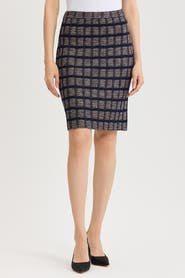 Ming Wang Checkered Knit Straight Skirt