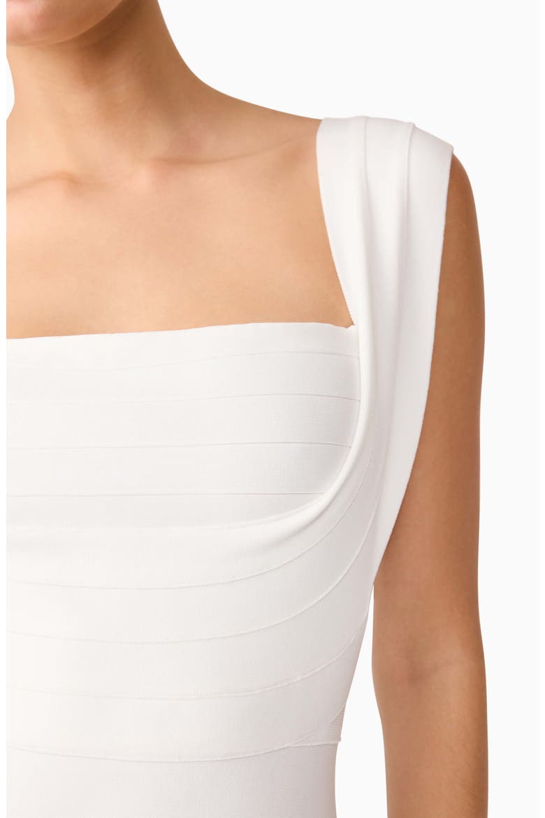 Fiona Square Neck Drape Back Column Gown, Alternate, color, WHITE