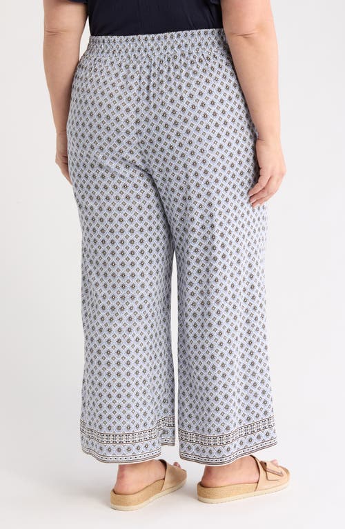 Max Studio Print Crop Wide Leg Pants In White