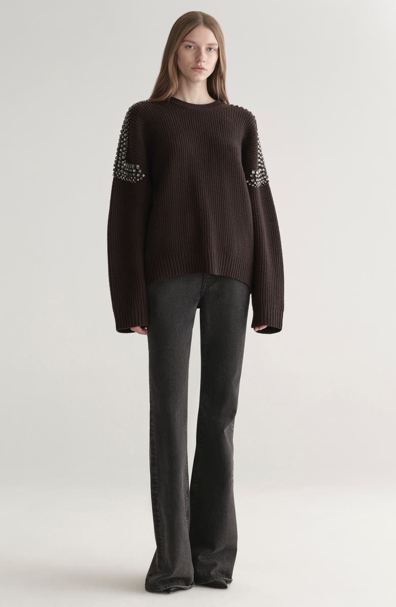 A.L.C. Lennox Rhinestone Sweater, Alternate, color, Deepest Brown
