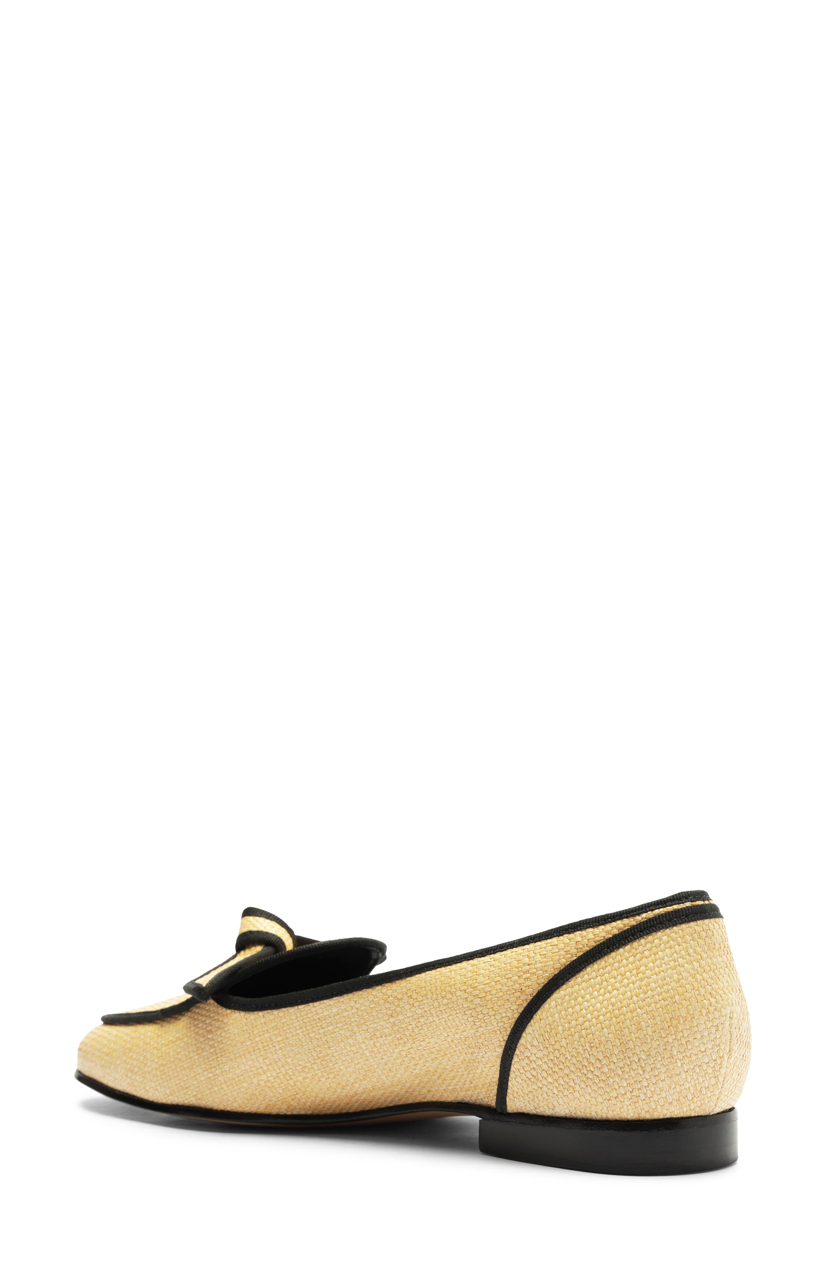 Clarita Bow Grosgrain Raffia Loafer, Alternate, color, NATURAL/ BLACK