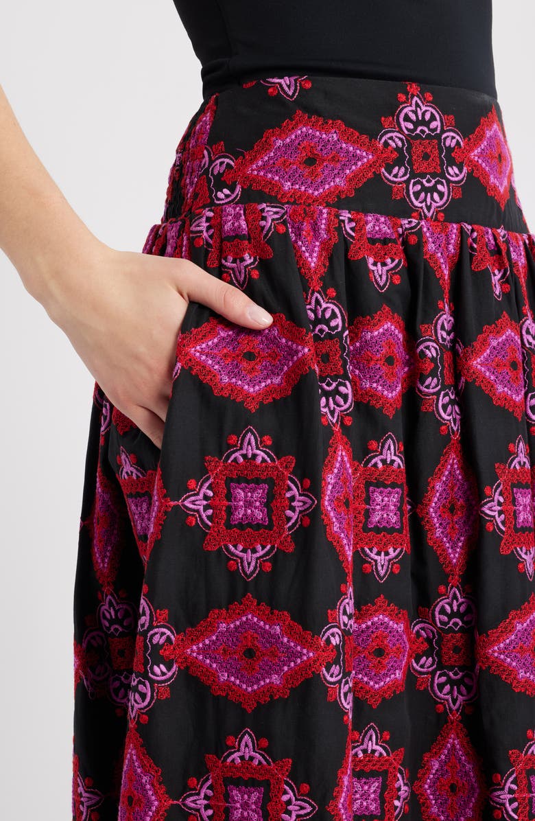 CIEBON Deana Embroidered Cotton Skirt, Alternate, color, Magenta Multi