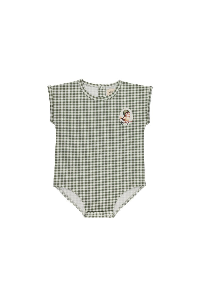 Gingham Owl Collection - Romper, Main, color, Sage