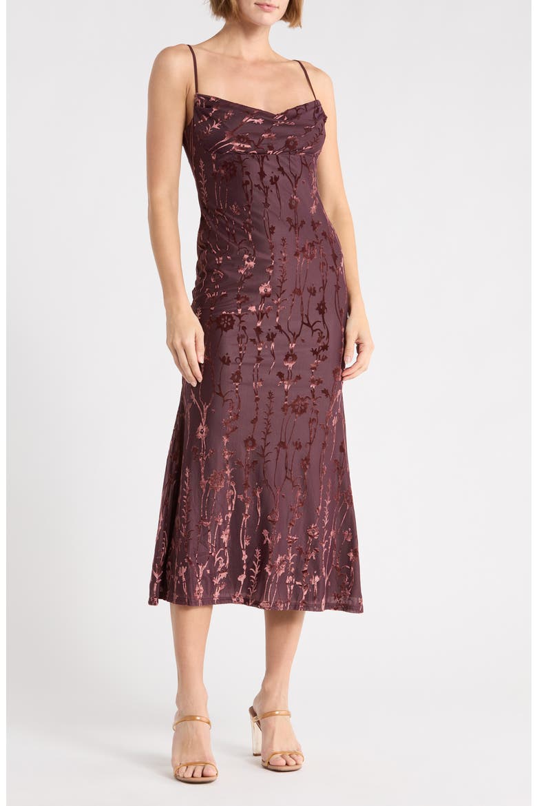 Square Neck Mermaid Midi Dress, Main, color, PLUM