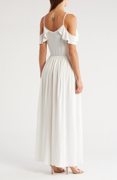 Go Couture Ruffle Cold Shoulder Maxi Dress In White