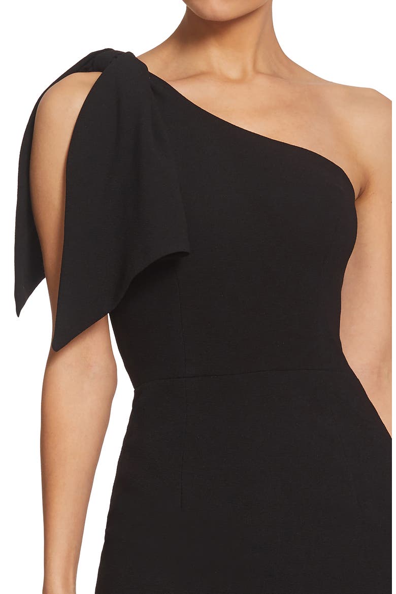 Tiffany One-Shoulder Midi Dress, Alternate, color, BLACK