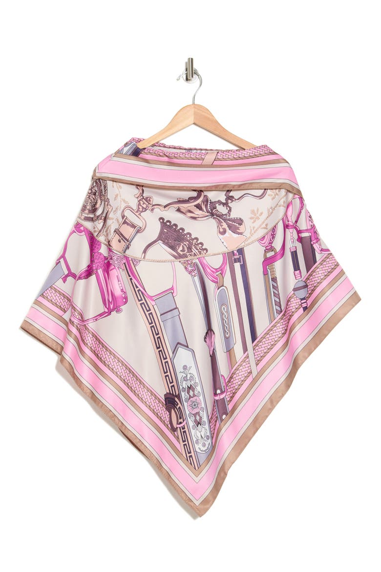 Chain Print Satin Scarf Poncho, Alternate, color, PINK