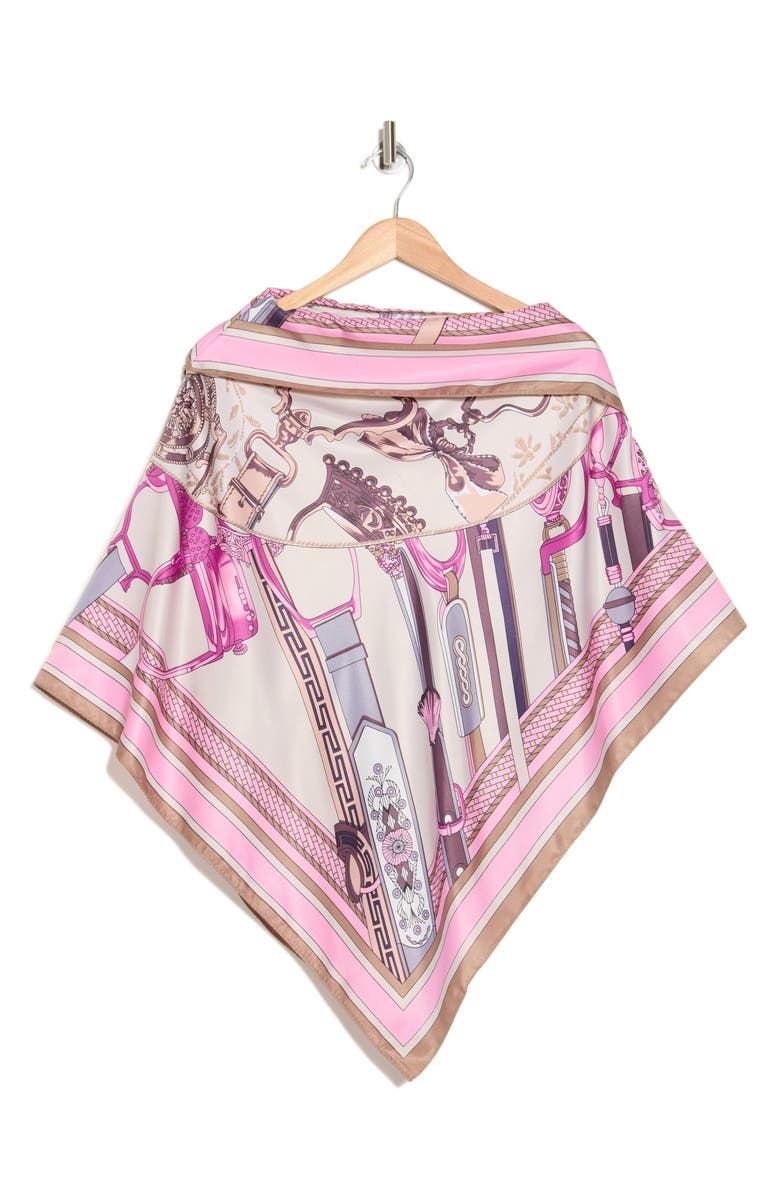 La Fiorentina Chain Print Satin Scarf Poncho, Alternate, color,