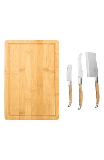 FRENCH HOME Connoisseur Laguiole Cheese Knife Set and Bamboo Cheese Board 4-Piece Set in Olive Wood at Nordstrom Rack