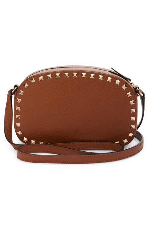 Valentino Rockstud Mini Grainy Leather Crossbody In Brown