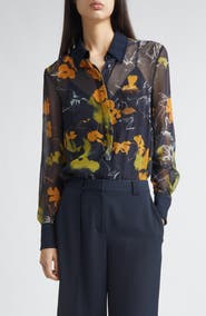 Jason Wu Collection Shadow Floral Georgette Button-Up Shirt
