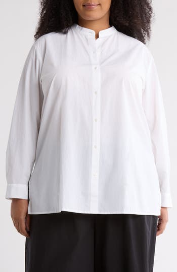 (取寄) アイリーン フィッシャー レディース マンダリン カラー シャツ Eileen Fisher women Mandarin Collar Shirt Denim Eileen Fisher Silk Georgette Crepe Mandarin Collar Long