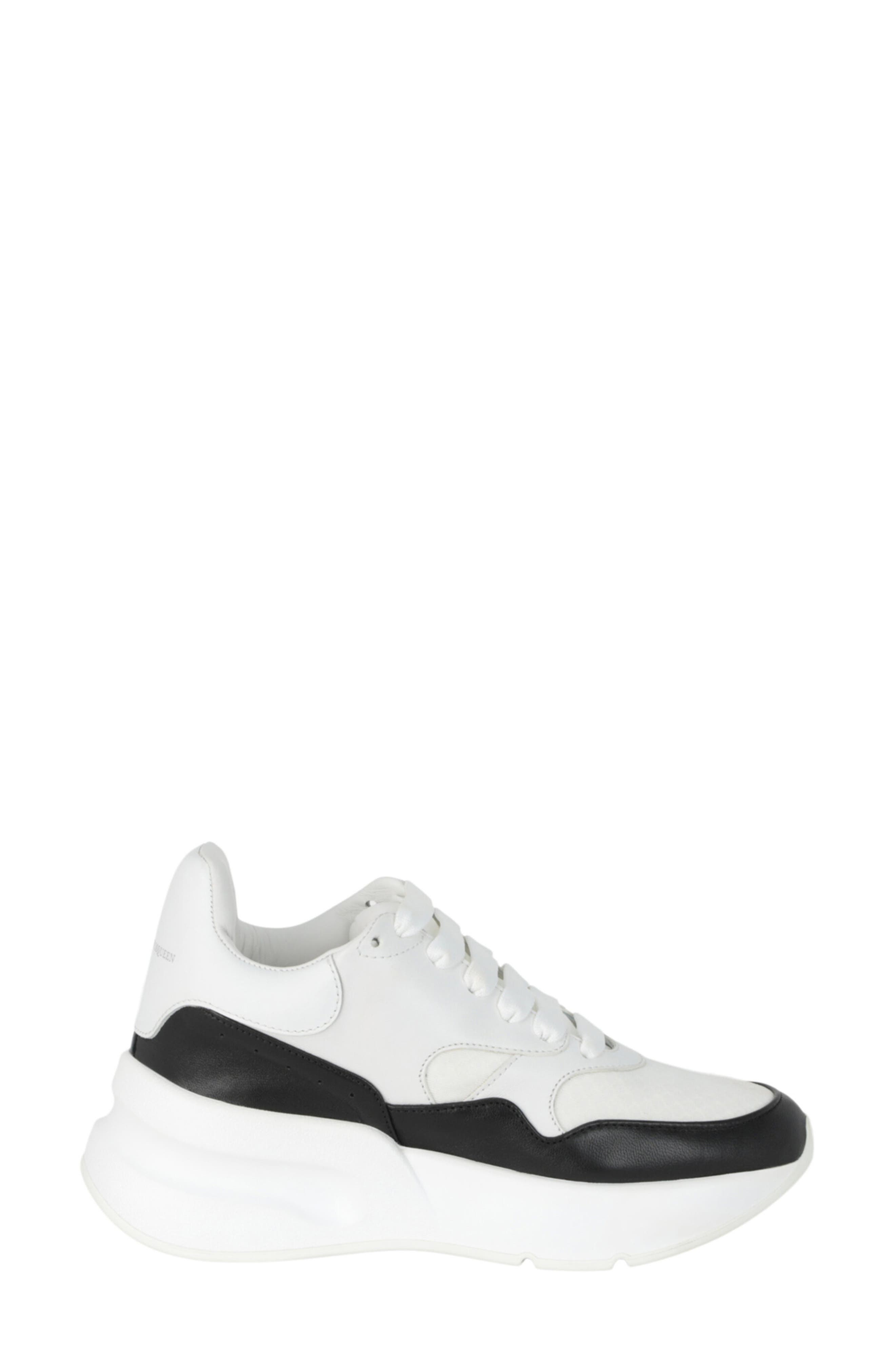 McQueen Oversize Runner Sneaker, Alternate, color, White Black