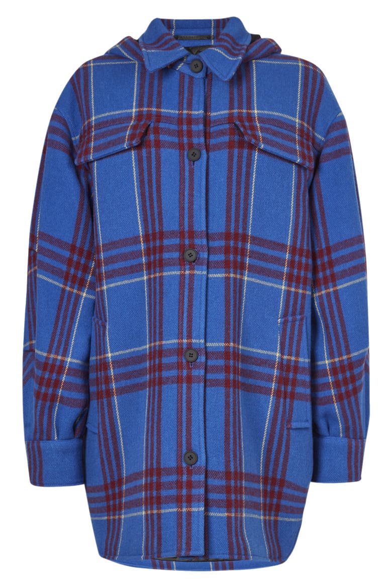 Tessa Oversize Plaid Jacket, Alternate, color, BLUE/RED