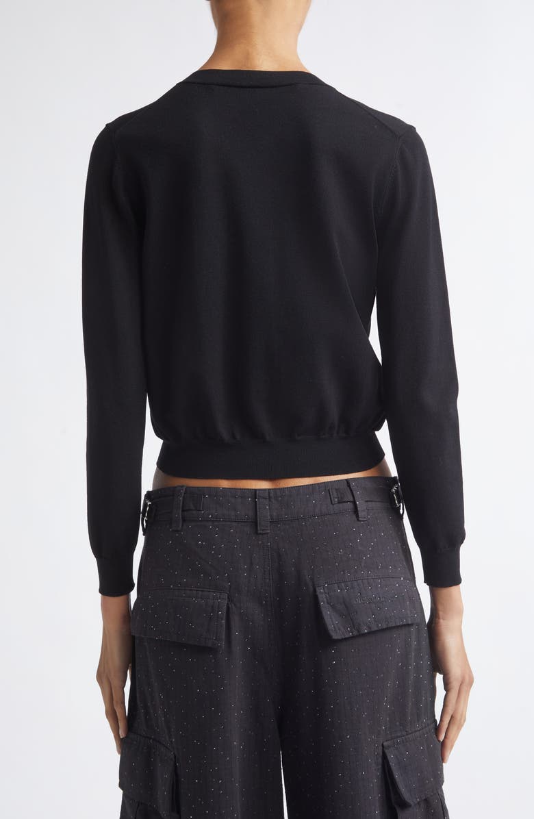 Alexander Wang Hotfix Logo Shrunken Cardigan, Alternate, color, Black