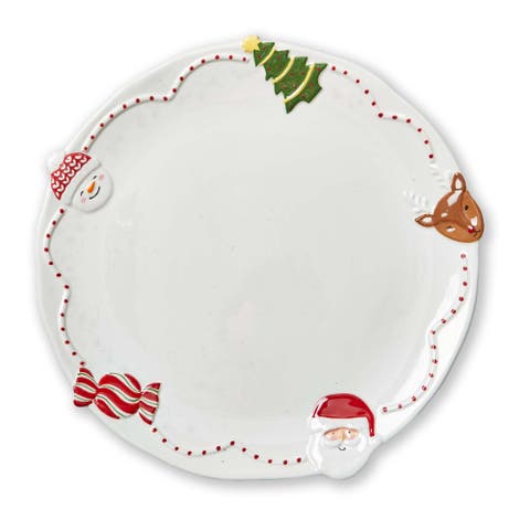 Holiday Cheer Multicolor Ceramic Serving Platter for Christmas