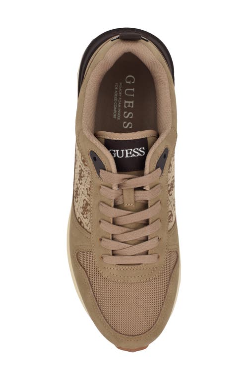 Guess Olivos Sneaker In Taupe Logo Multi